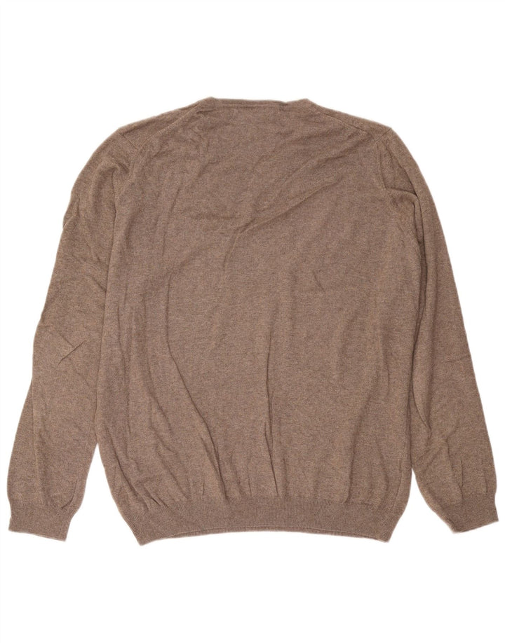 John Lewis Herren-Pullover mit V-Ausschnitt, groß, braune Baumwolle