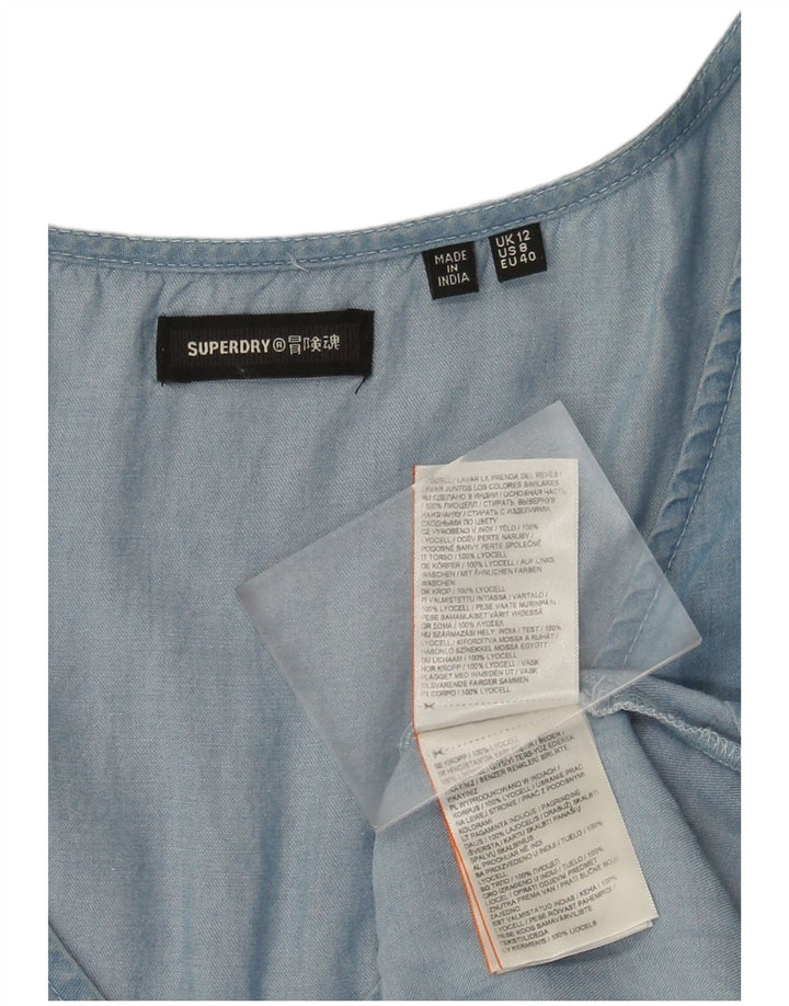 Superdry Damen A-Linien-Kleid UK 12 Mittelblaues Lyocell