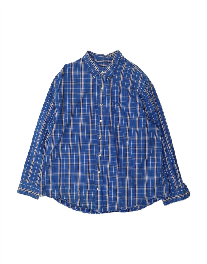 IZOD Mens Big & Tall Shirt 2XL Blue Check Cotton
