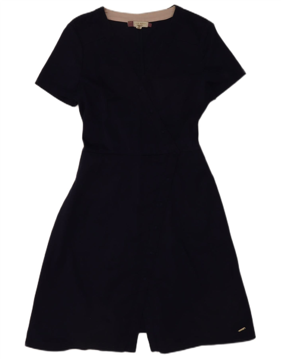 Ted Baker Damen-A-Linien-Kleid, Größe 3, mittelgroß, marineblau, Baumwolle