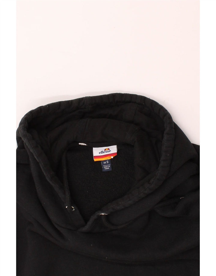 ELLESSE Mens Graphic Hoodie Jumper Small Black Cotton Vintage Ellesse and Second-Hand Ellesse from Messina Hembry 