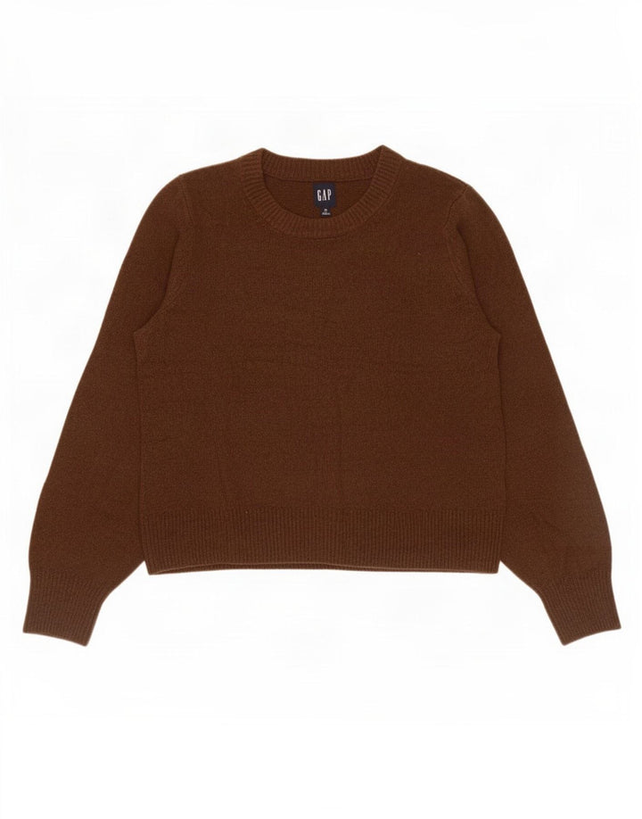 Gap Damen-Pullover mit Rundhalsausschnitt, UK 14, mittelbraune Baumwolle