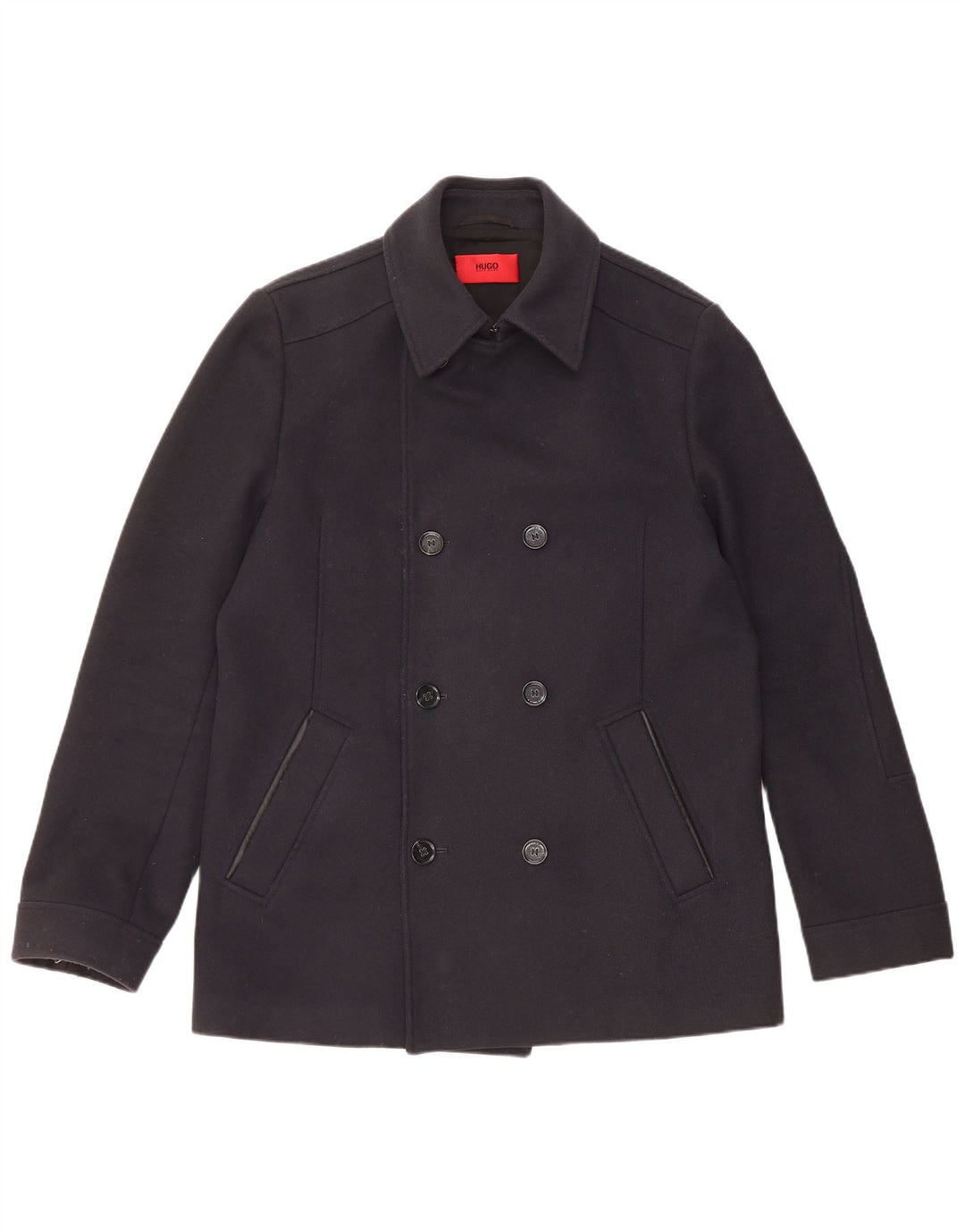 Hugo Boss Herren Pea Coat UK 40 Große marineblaue Schurwolle