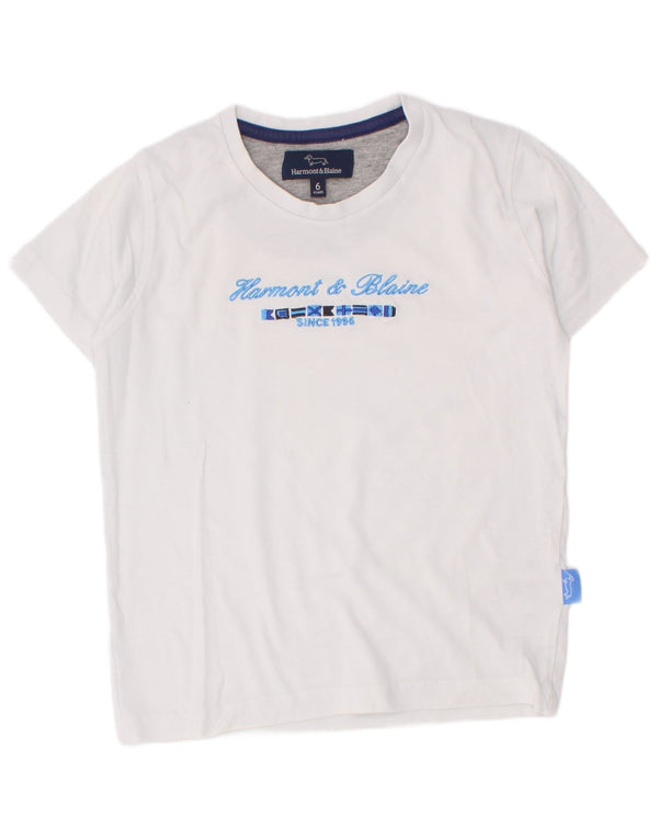 Harmont & Blaine Jungen-T-Shirt mit Grafik, 5–6 Jahre, weiße Baumwolle