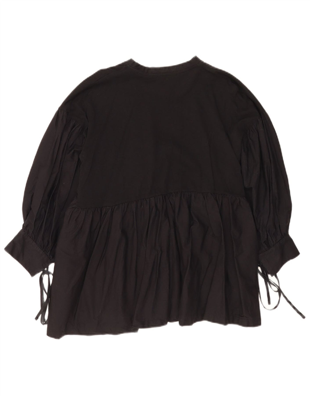 Zara Damen-Blusenoberteil mit 3/4-Ärmeln, UK-Größe 44, mittelschwarz, Baumwolle