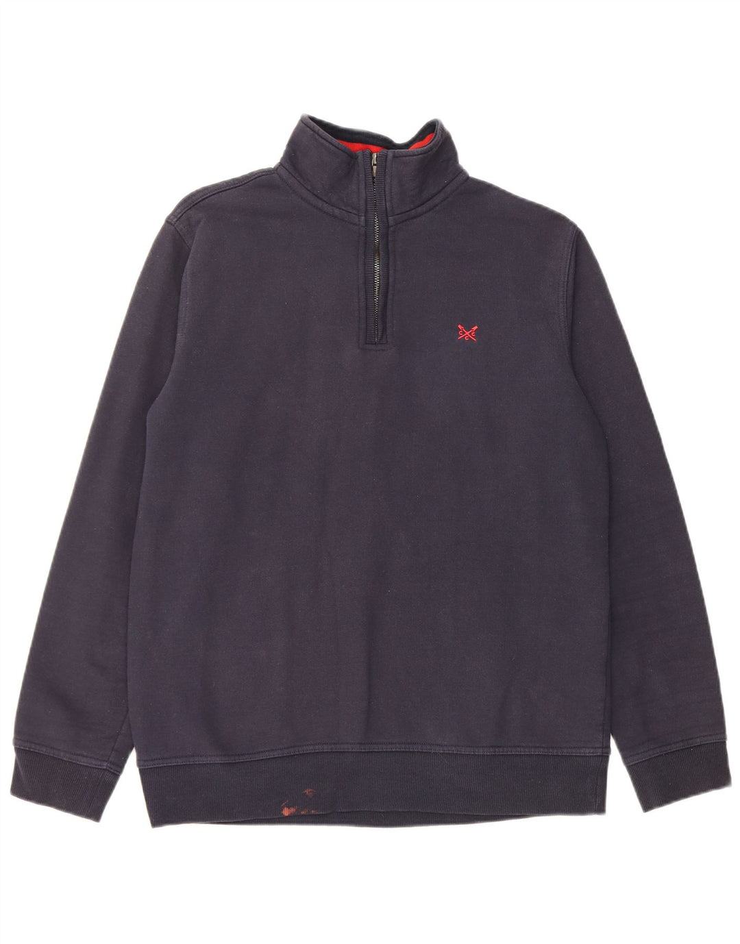 Crew Clothing Herren-Sweatshirt mit Reißverschluss am Hals, mittlere marineblaue Baumwolle