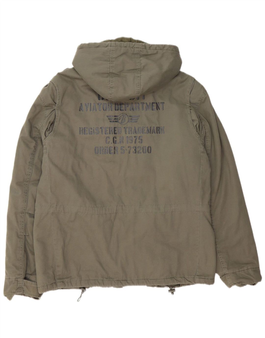 BRANDIT Herren-Militärjacke mit grafischer Kapuze, UK 42, XL, Khaki, Baumwolle