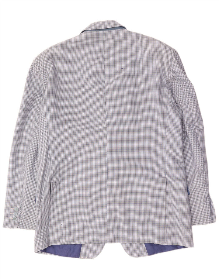 VINTAGE Herren 2-Knopf-Blazerjacke IT 50 Große blau karierte Wolle