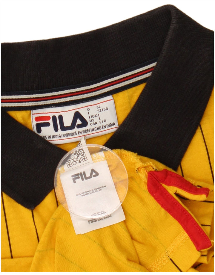 FILA Herren-Poloshirt, groß, gelb gestreift, Baumwolle