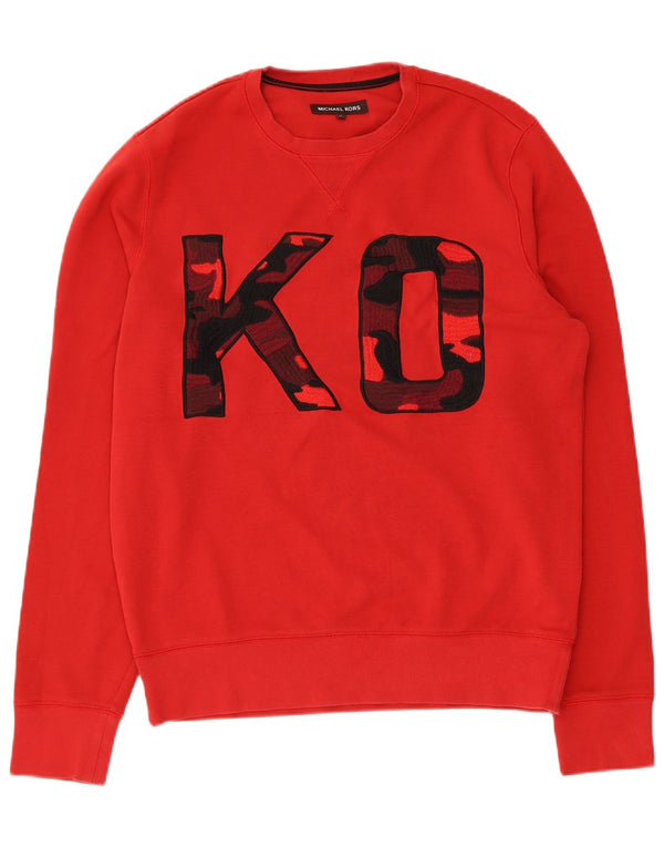 Michael Kors Damen Grafik-Sweatshirt-Pullover UK 14 Mittelrote Baumwolle