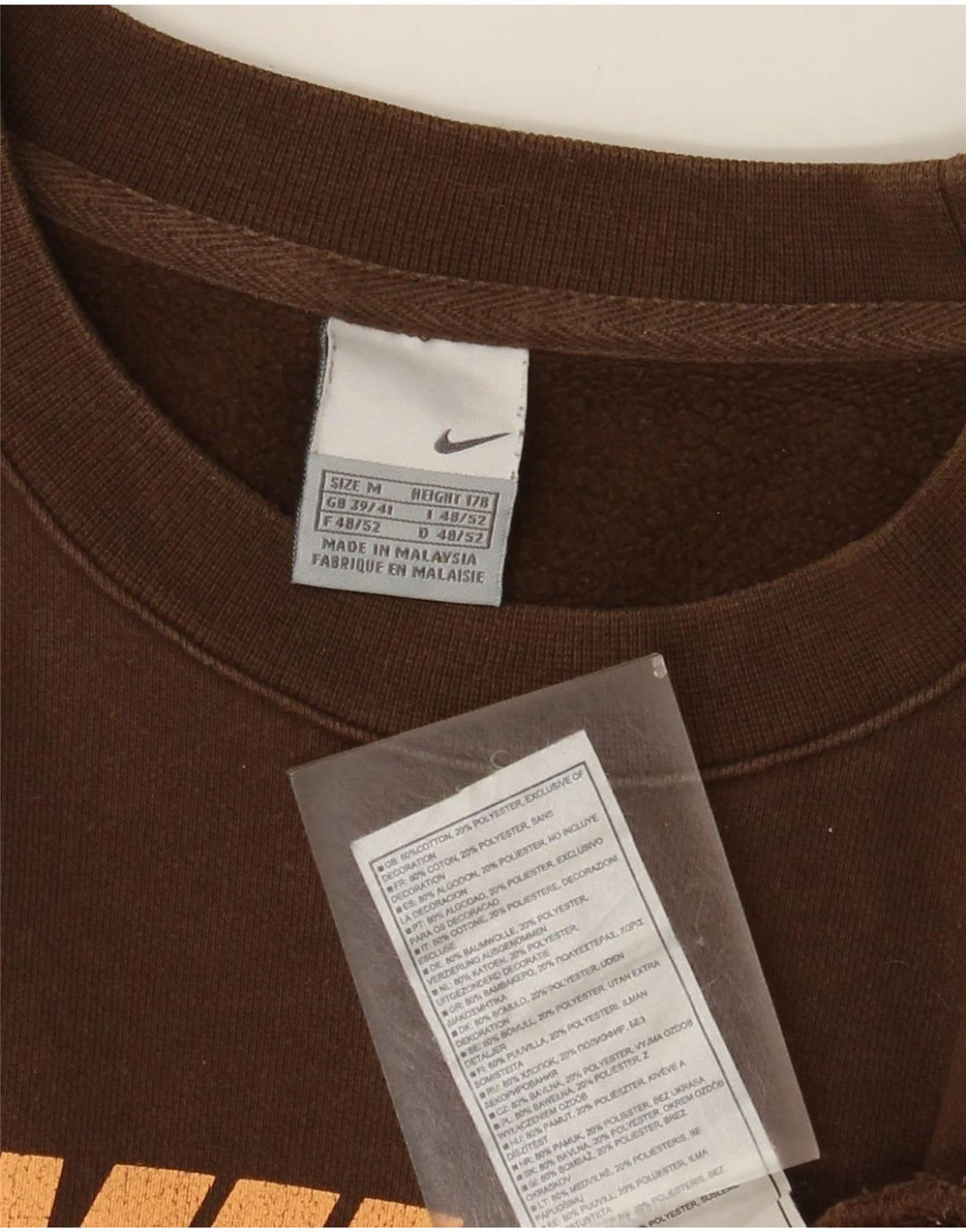 Nike Herren-Sweatshirt mit Grafik, UK 39/41, mittelbraune Baumwolle