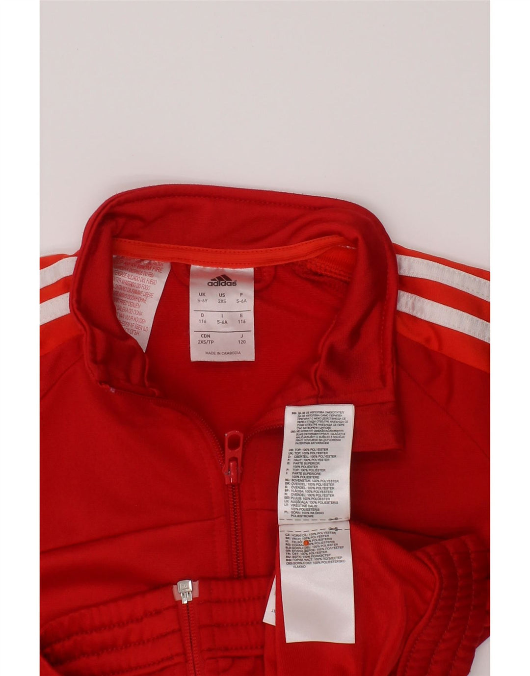 ADIDAS Mädchen-Trainingsanzug-Top-Jacke, 5–6 Jahre, rotes Polyester