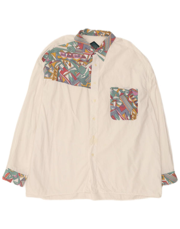 Rudnick Herrenhemd 2XL weiße geometrische Baumwolle