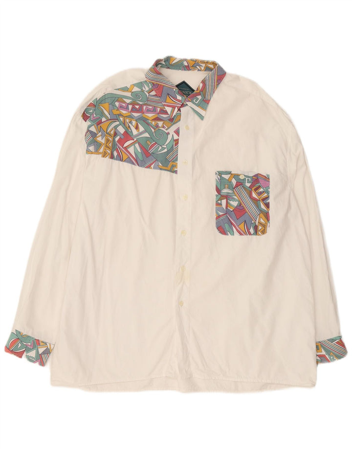 Rudnick Herrenhemd 2XL weiße geometrische Baumwolle