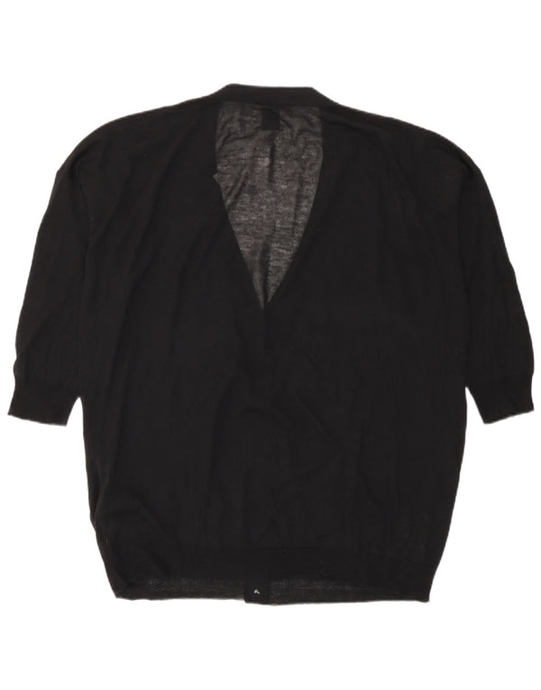 Gap Damen-Strickjacke, lockere Passform, 3/4-Ärmel, Gr. 40, Größe L, Schwarz, Baumwolle