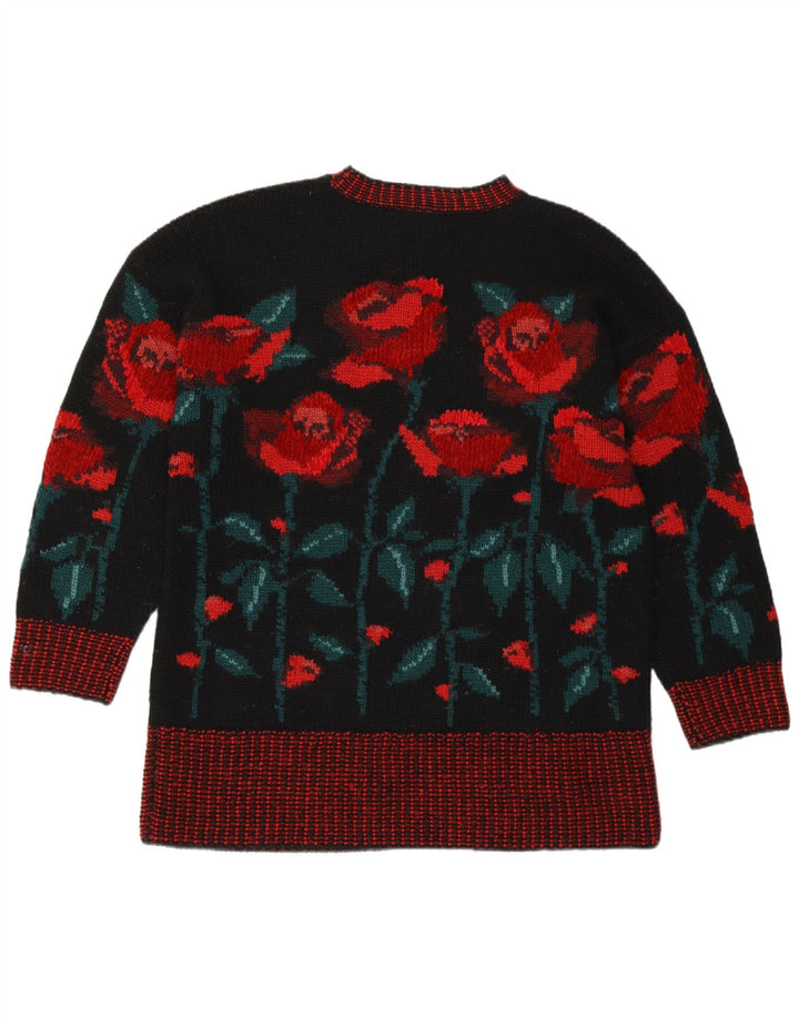 LAURA ASHLEY Damen-Pullover mit Rundhalsausschnitt, Gr. 14, Mittelschwarz mit Blumenmuster