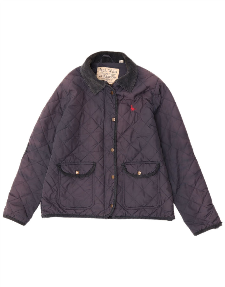 Jack Wills Damen Steppjacke UK 14 Large Marineblaues Nylon