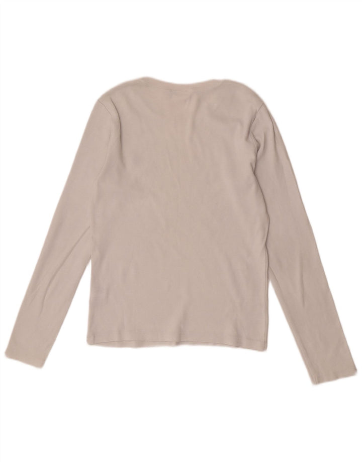 Ralph Lauren Damen Top Langarm UK 14 Large Weiße Baumwolle