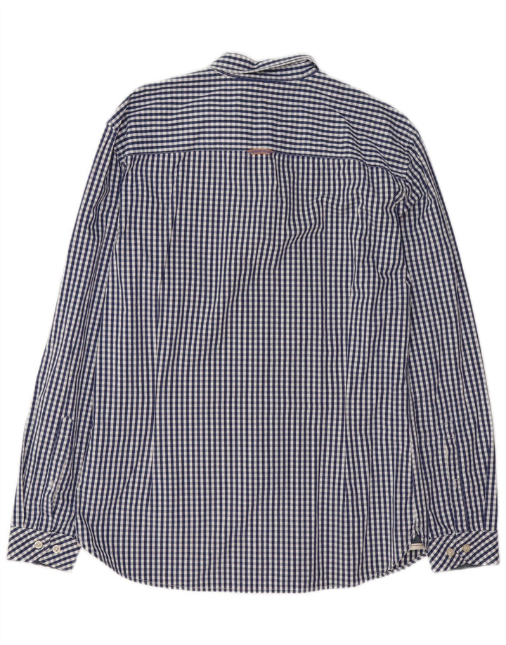 Joules Slim-Fit-Hemd für Herren aus mittelblauer Gingham-Baumwolle in Marineblau