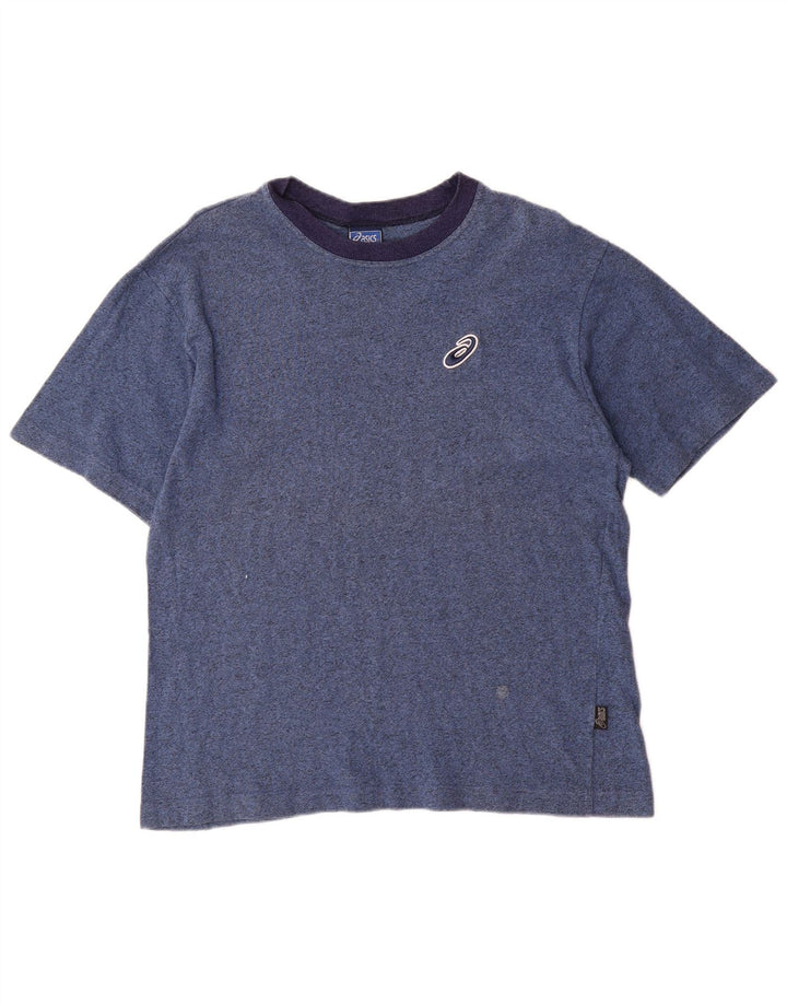 ASICS Herren T-Shirt-Oberteil aus mittelblau gefleckter Baumwolle