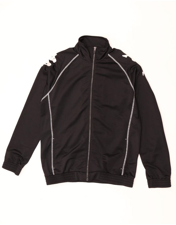 Kappa Herren-Trainingsanzugoberteil mit Grafik, groß, schwarzes Farbblock-Polyester