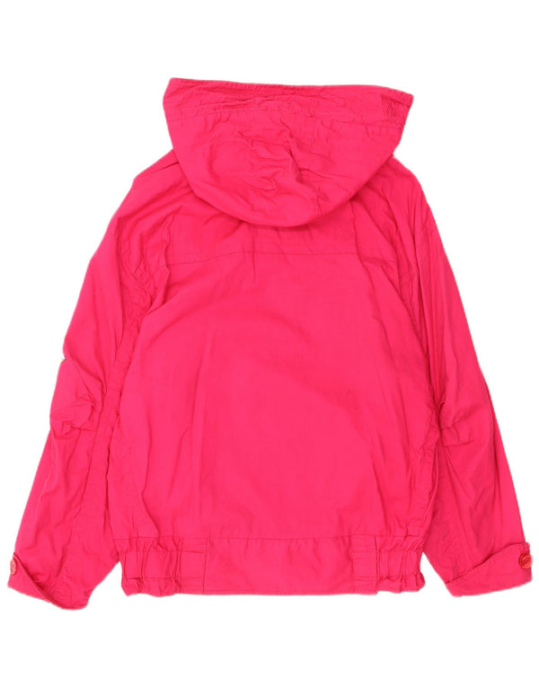 Vintage Damen Übergroße Kapuzen-Windbreakerjacke UK 12 Mittelrosa Baumwolle