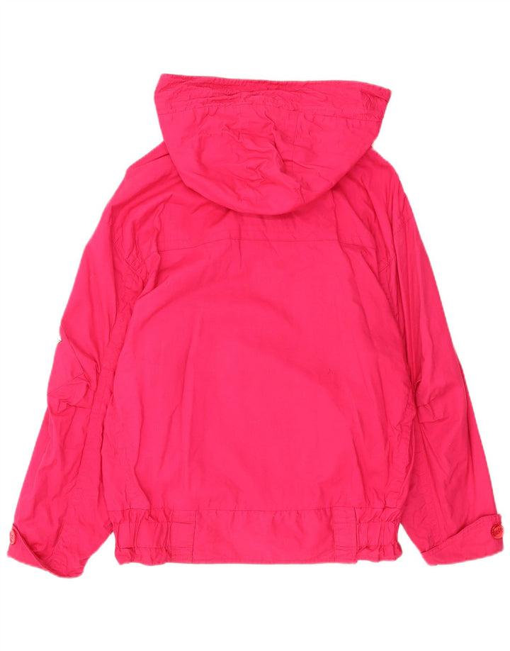 Vintage Damen Übergroße Kapuzen-Windbreakerjacke UK 12 Mittelrosa Baumwolle