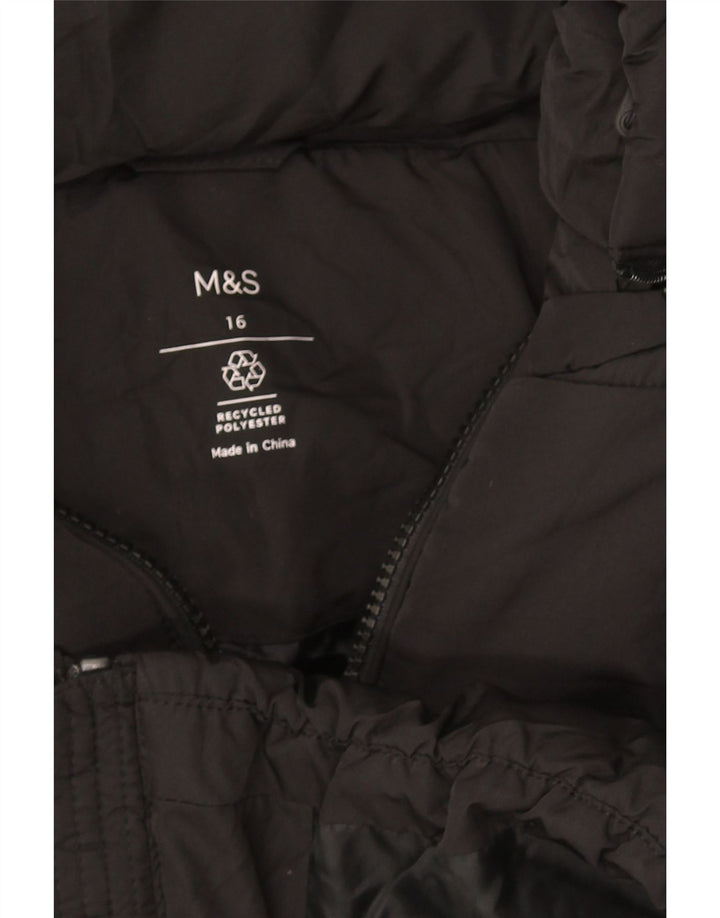 Marks & Spencer Wattierte Damenjacke mit Kapuze, UK 16, Größe L, Schwarz, Polyester