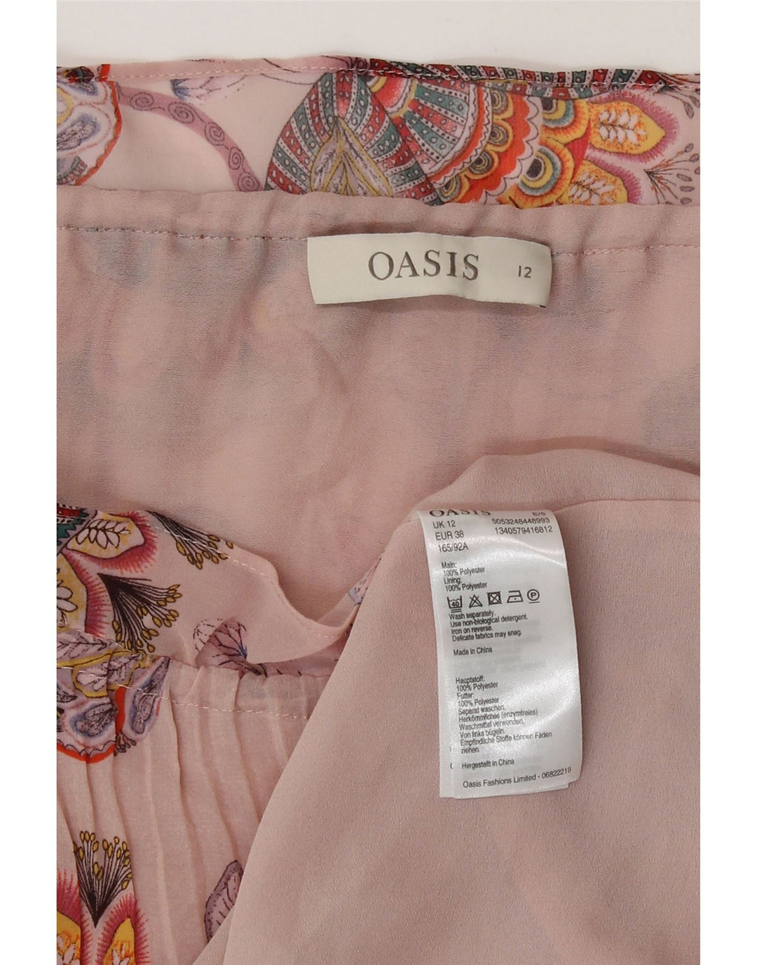 Ärmelloses A-Linien-Kleid für Damen von Oasis, UK 12, mittelrosa, geblümtes Polyester