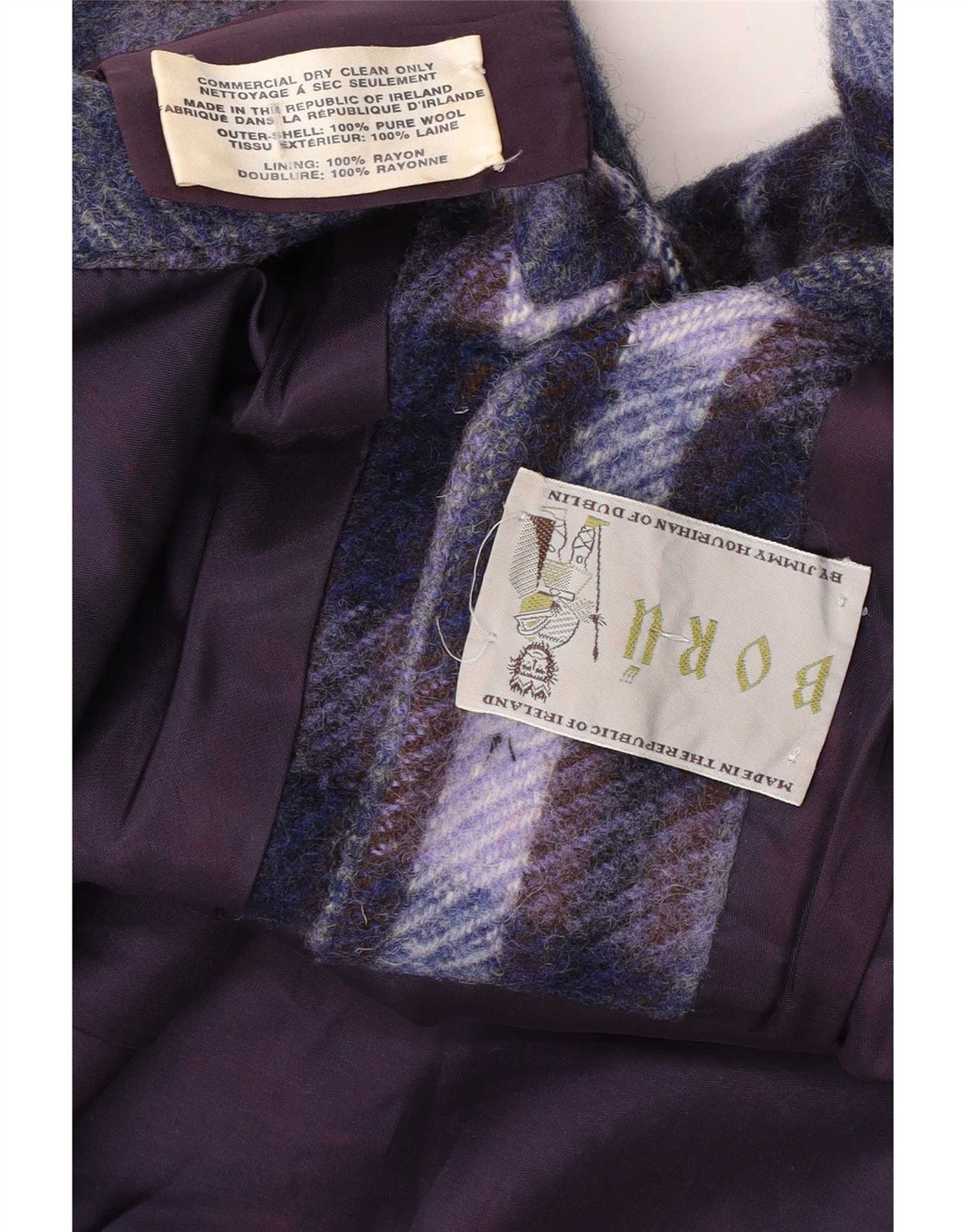 Jimmy Hourihan Boru Poncho-Mantel für Damen, Einheitsgröße, lila karierte Wolle