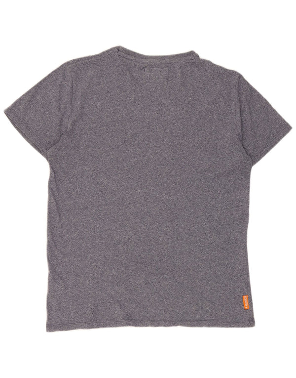 Superdry Herren T-Shirt Top XL Marineblau gesprenkelte Baumwolle