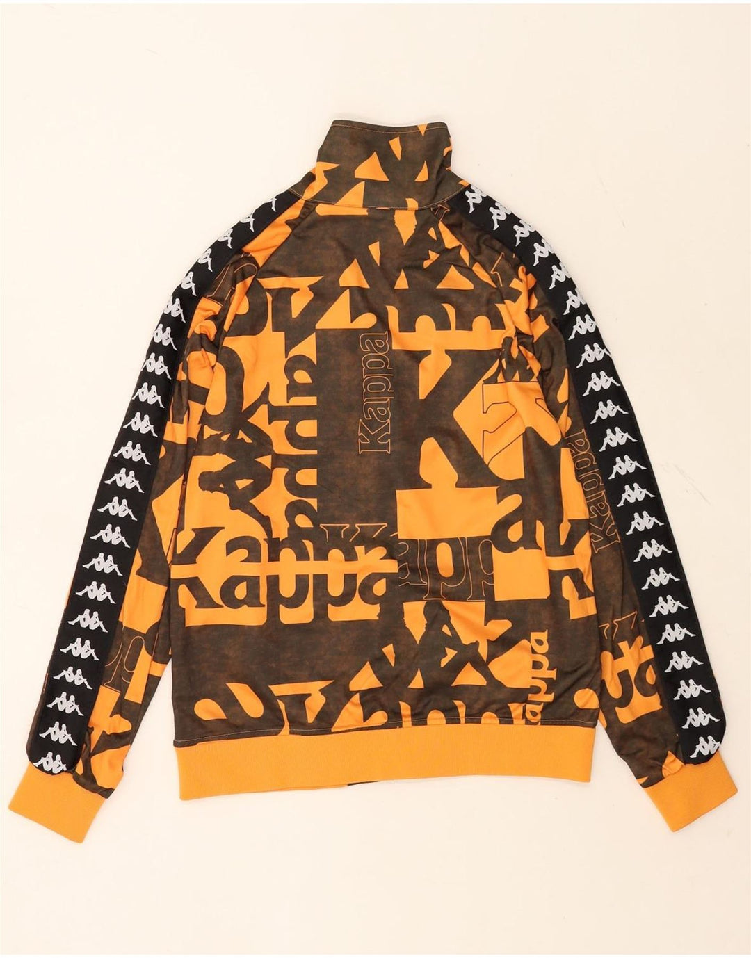 Kappa Herren-Trainingsanzug mit grafischem Oberteil, klein, orange, geometrisches Polyester