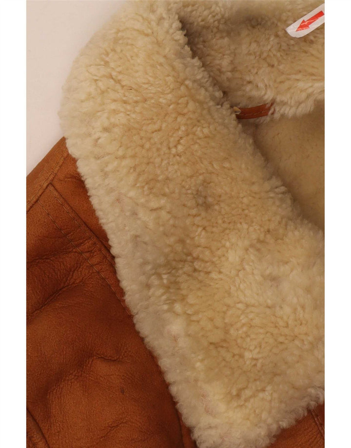 Vintage Herren Shearling Jacke IT 52 XL Beige