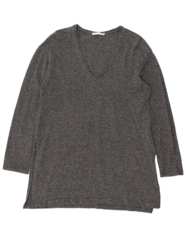 Zara Damen Langarm-Tunika-Oberteil UK 14 Large Grau