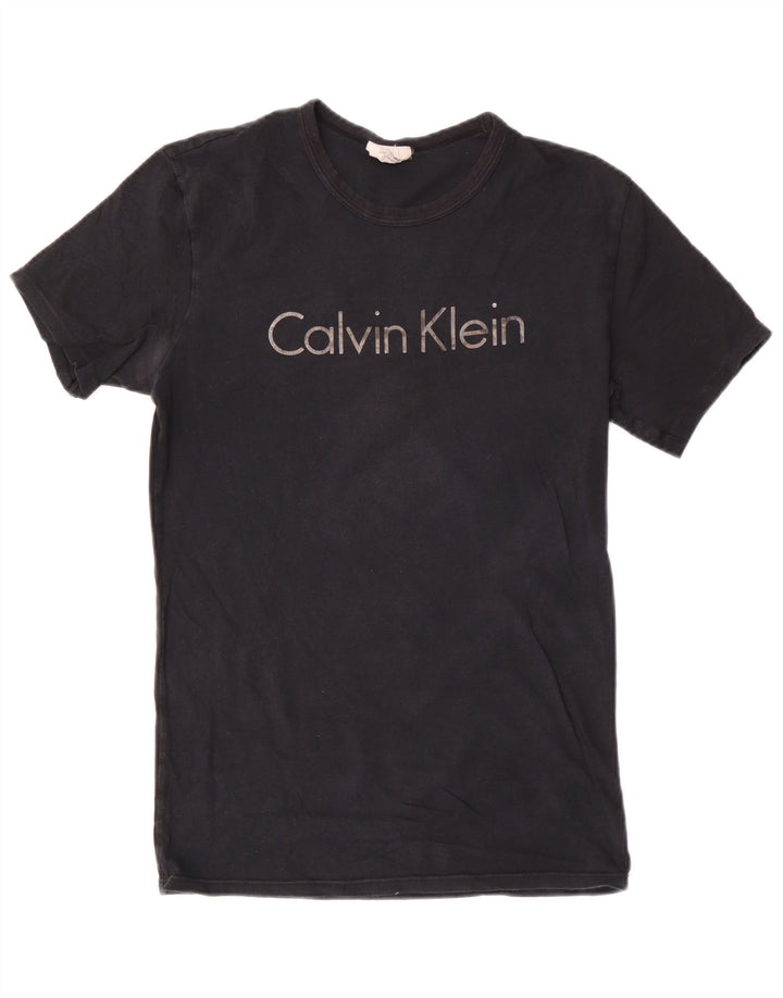 Calvin Klein Herren-T-Shirt mit Grafik, Größe S, schwarze Baumwolle