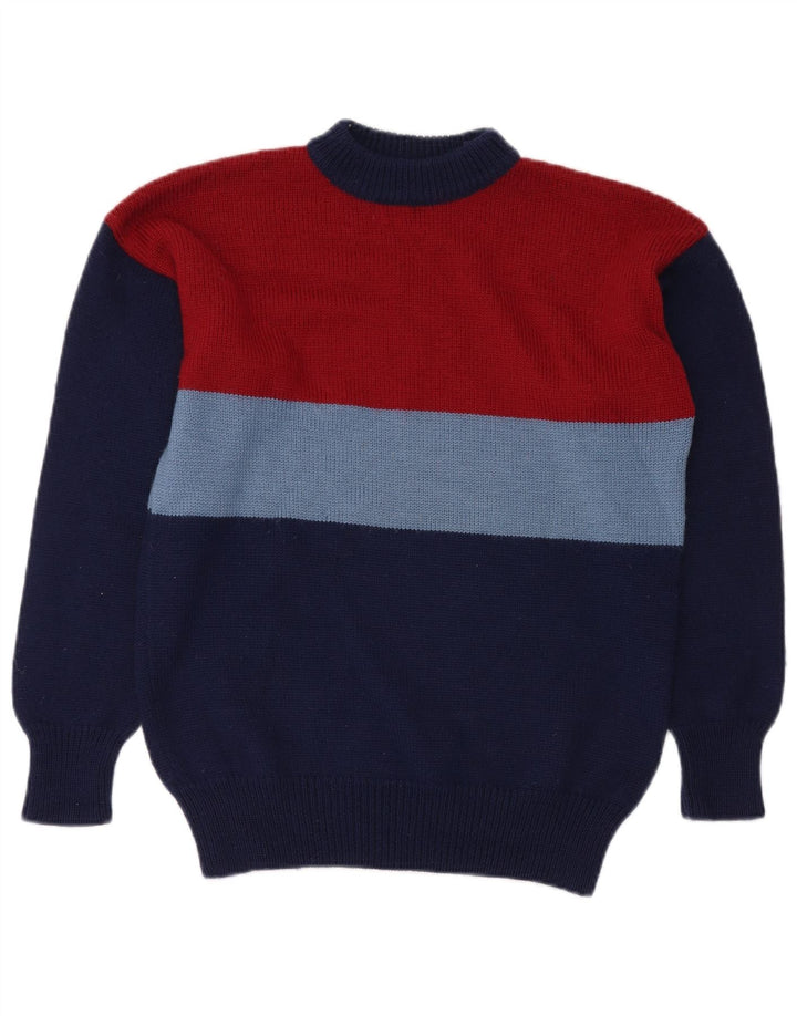 VINTAGE Herren-Pullover mit Rollkragen, mittelgroß, Marineblau, Farbblock
