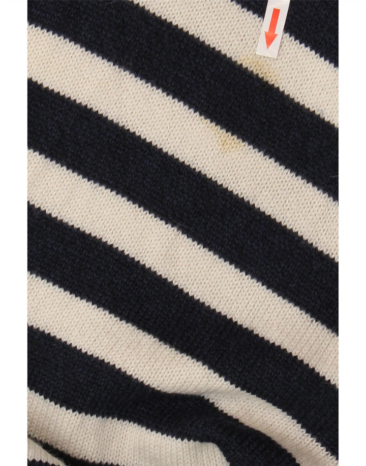Cos Damen-Pullover mit Rundhalsausschnitt, Gr. 14, mittelmarineblau, gestreift, Wolle
