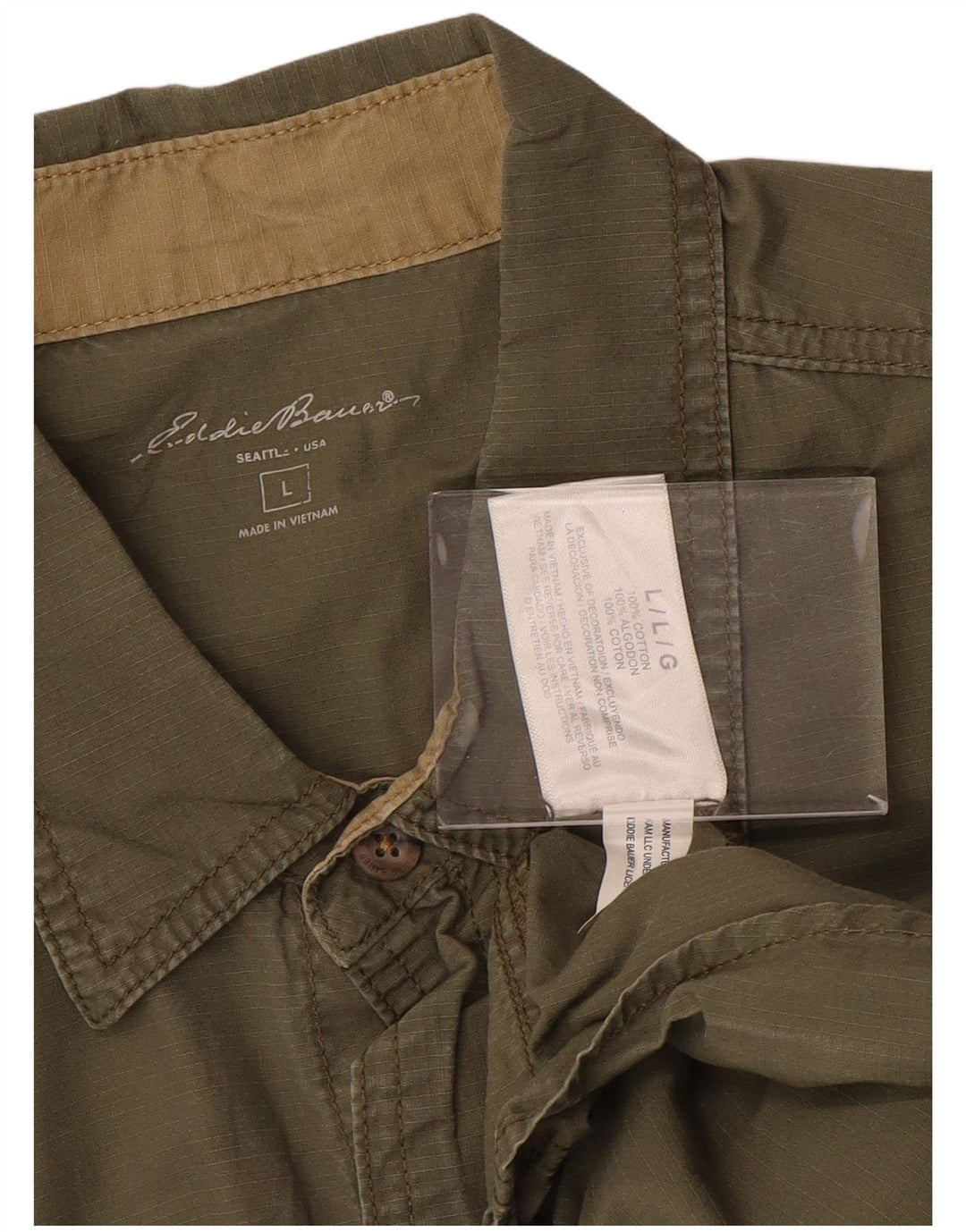 EDDIE BAUER Herren-Kurzarmhemd, groß, Khaki, Baumwolle