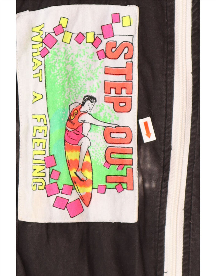 VINTAGE Damen-Trainingsanzugoberteil mit Grafik, UK 18, XL, Schwarz, Farbblock