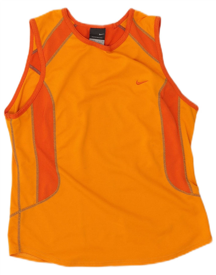 Nike Damen-Trägershirt, US 8/10, mittelorangefarbenes Colourblock-Polyester