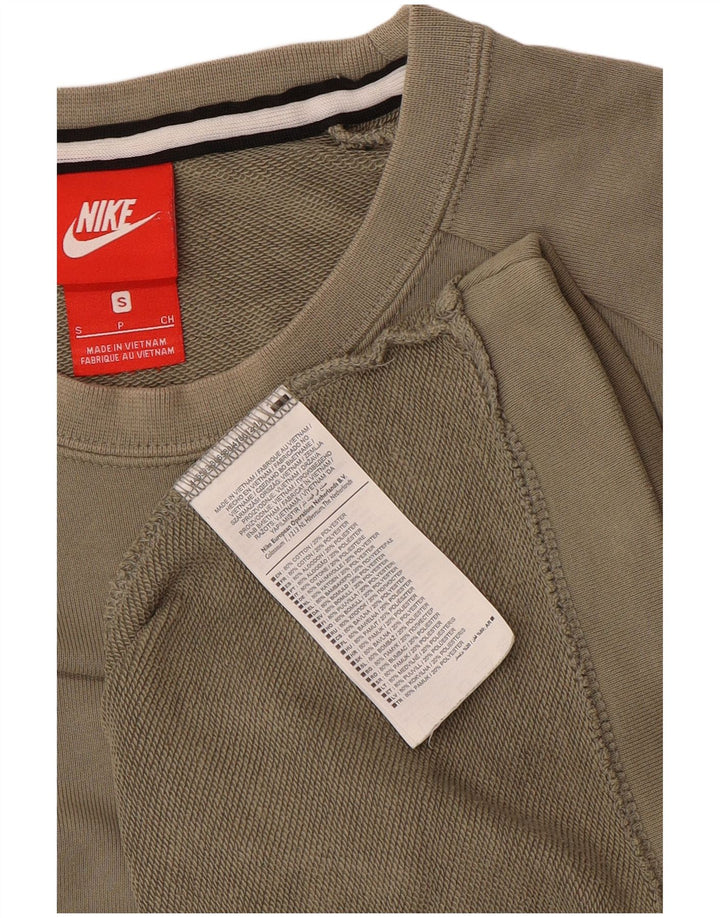 NIKE Herren Sweatshirt Pullover Small Khaki Baumwolle