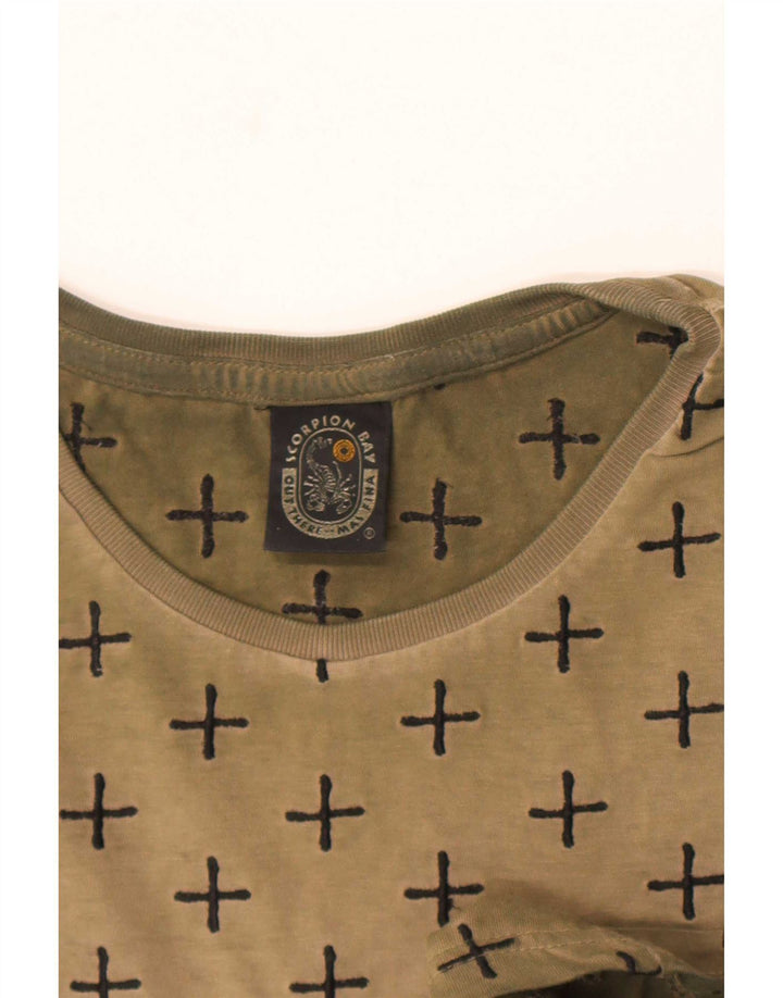Scorpion Bay Herren-T-Shirt mit abstraktem Muster, mittlere Khaki-Baumwolle