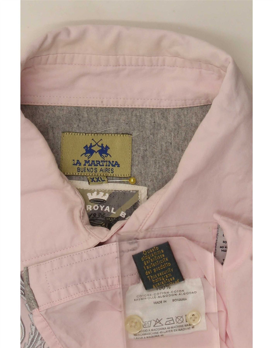 La Martina Herren Grafikhemd 2XL Rosa Baumwolle