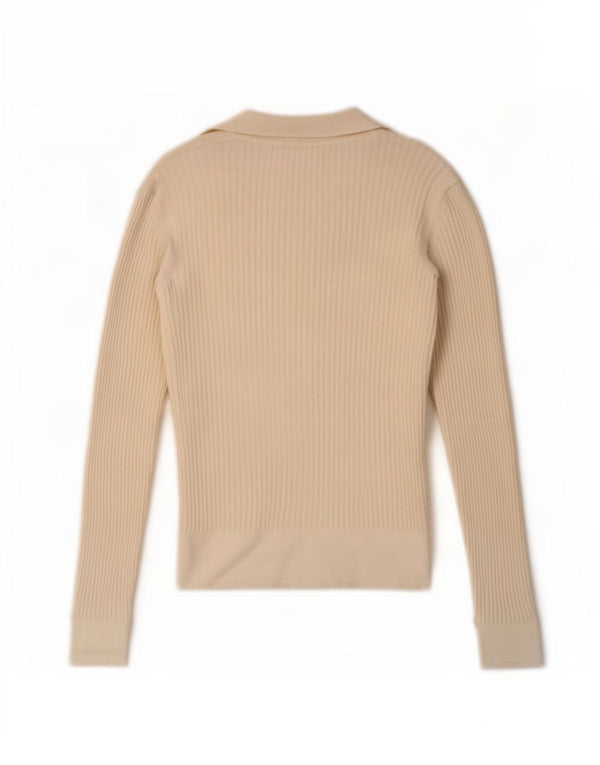 Marks & Spencer Damen-Pullover mit Polokragen, Gr. 10, Größe S, gebrochenes Weiß