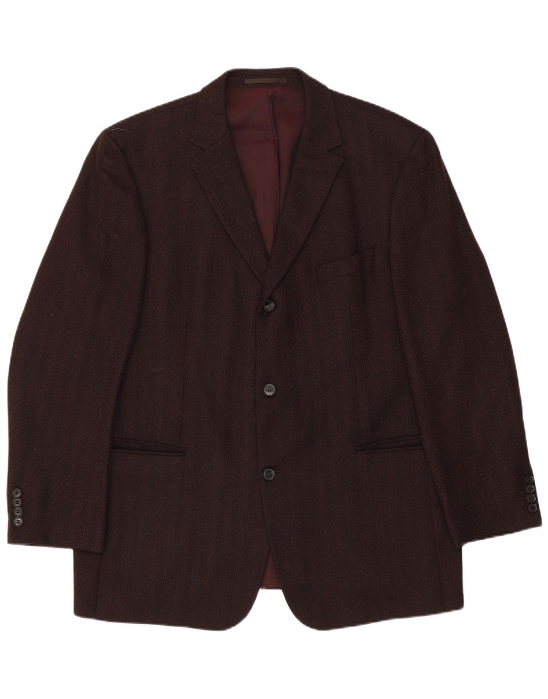 Hugo Boss Herren-Blazer mit 3 Knöpfen, EU 51, großes braunes Fischgrätenmuster