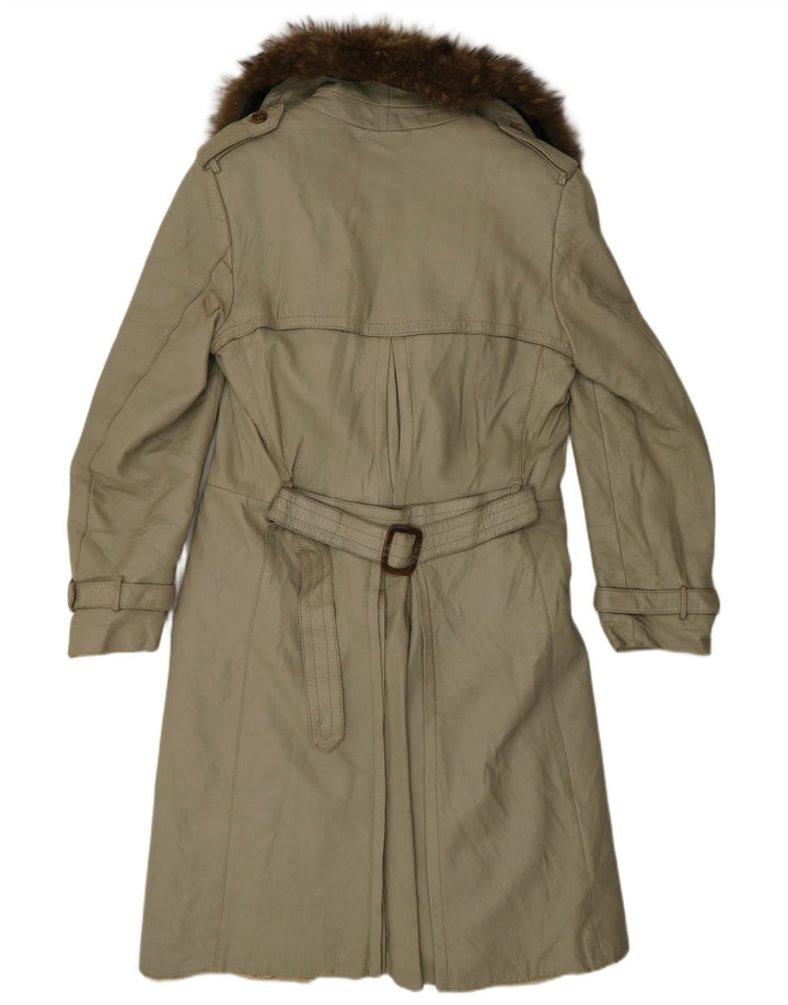 Vintage Damen Ledermantel UK 12 Medium Beige