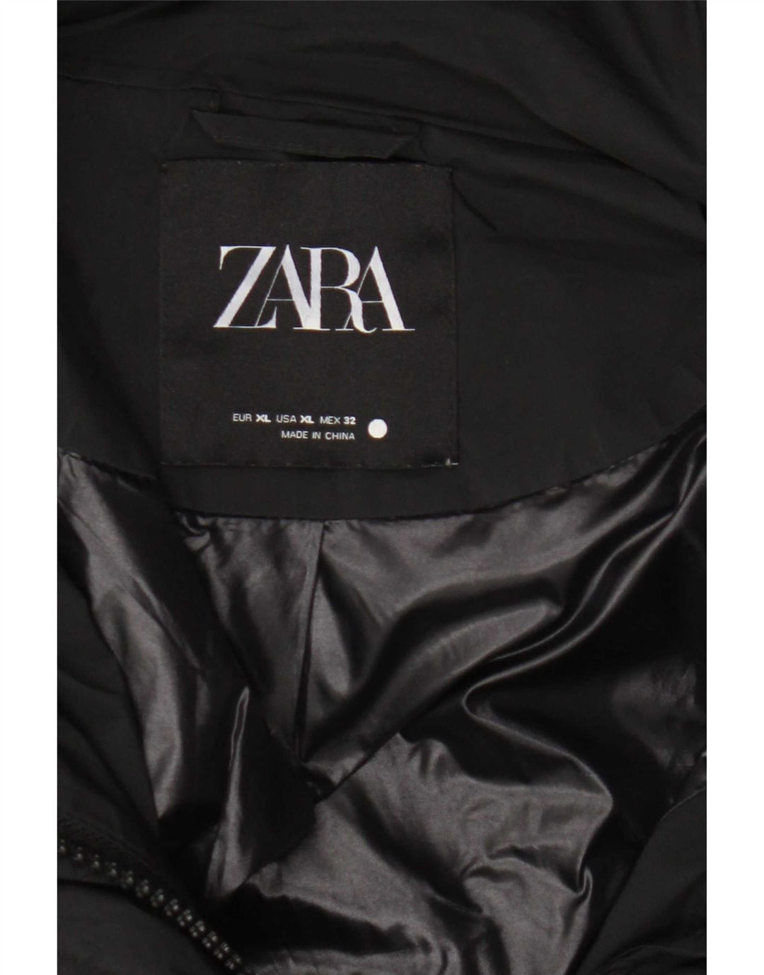 Zara Damen-Kapuzen-Übergröße, gepolsterte Jacke, UK 18, XL, Schwarz
