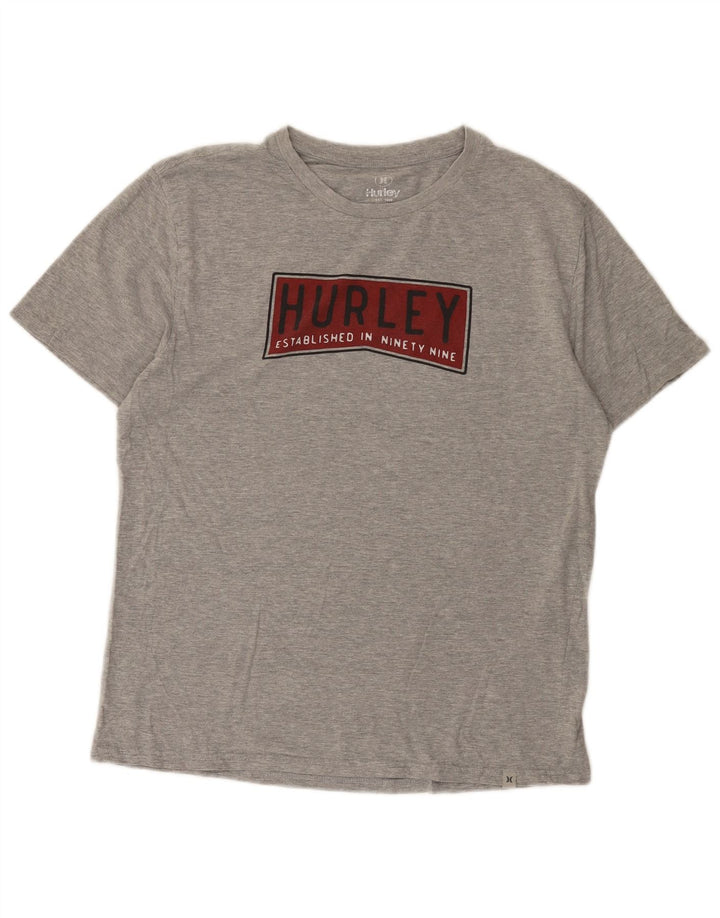 Hurley Herren Grafik-T-Shirt-Oberteil Mittelgrau meliert