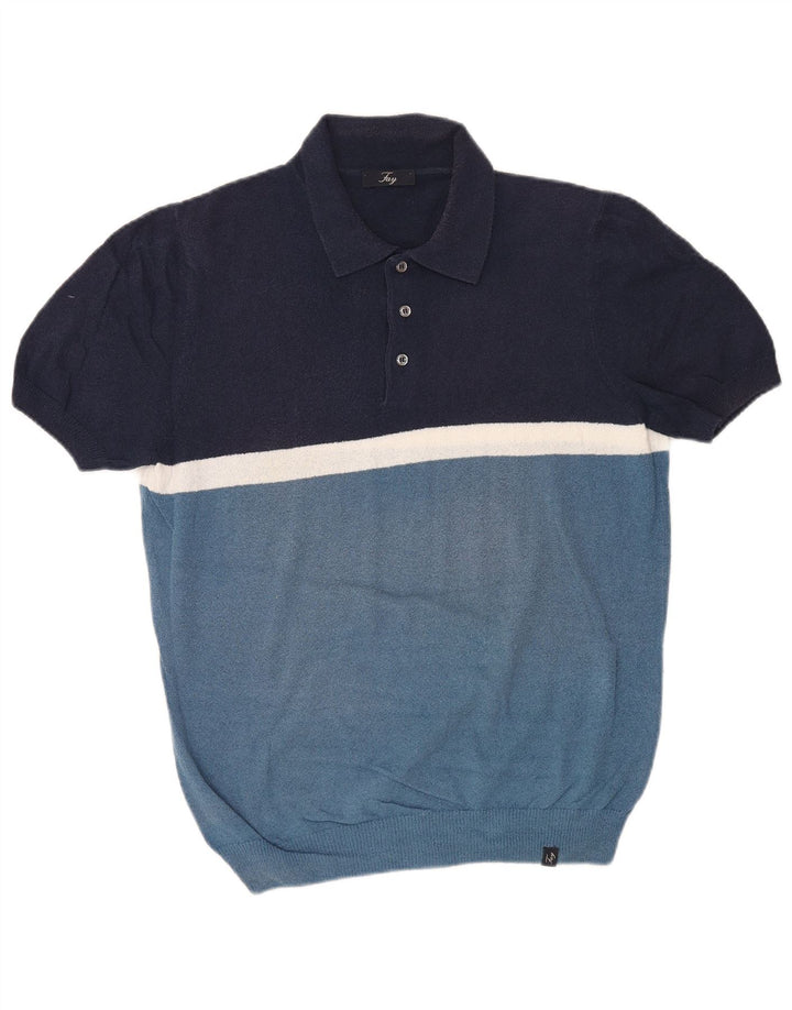 Fay Herren-Poloshirt IT 48 Medium Navy Blue Colourblock