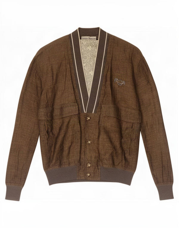Umberto Bilancioni Herren Bomberjacke IT 48 Medium Khaki Leinen